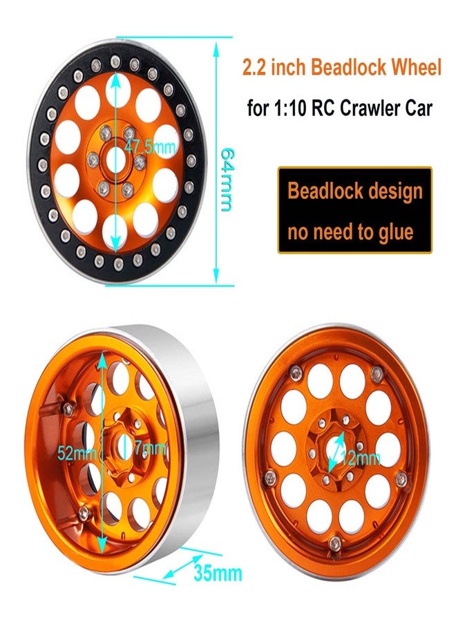 LAFEINA Metal 2.2" Beadlock Wheel Alloy Rim for 1:10 RC Crawler Car SCX10 RR10 D90 TRX4 TRX6 (Black Red) - Image 2